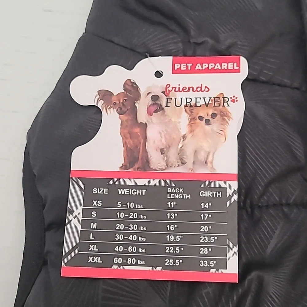 NWT Friends Furever Pet Apparel,Black Puffer Coat with Paw Print, Size Small - Picture 4 of 9